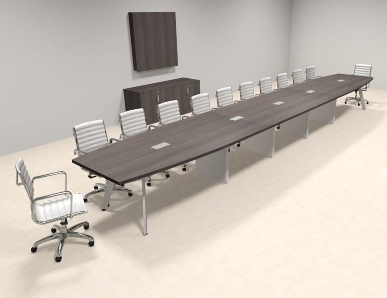 Modern Boat shaped 24' Feet Metal Leg Conference Table, #OF-CON-CV63