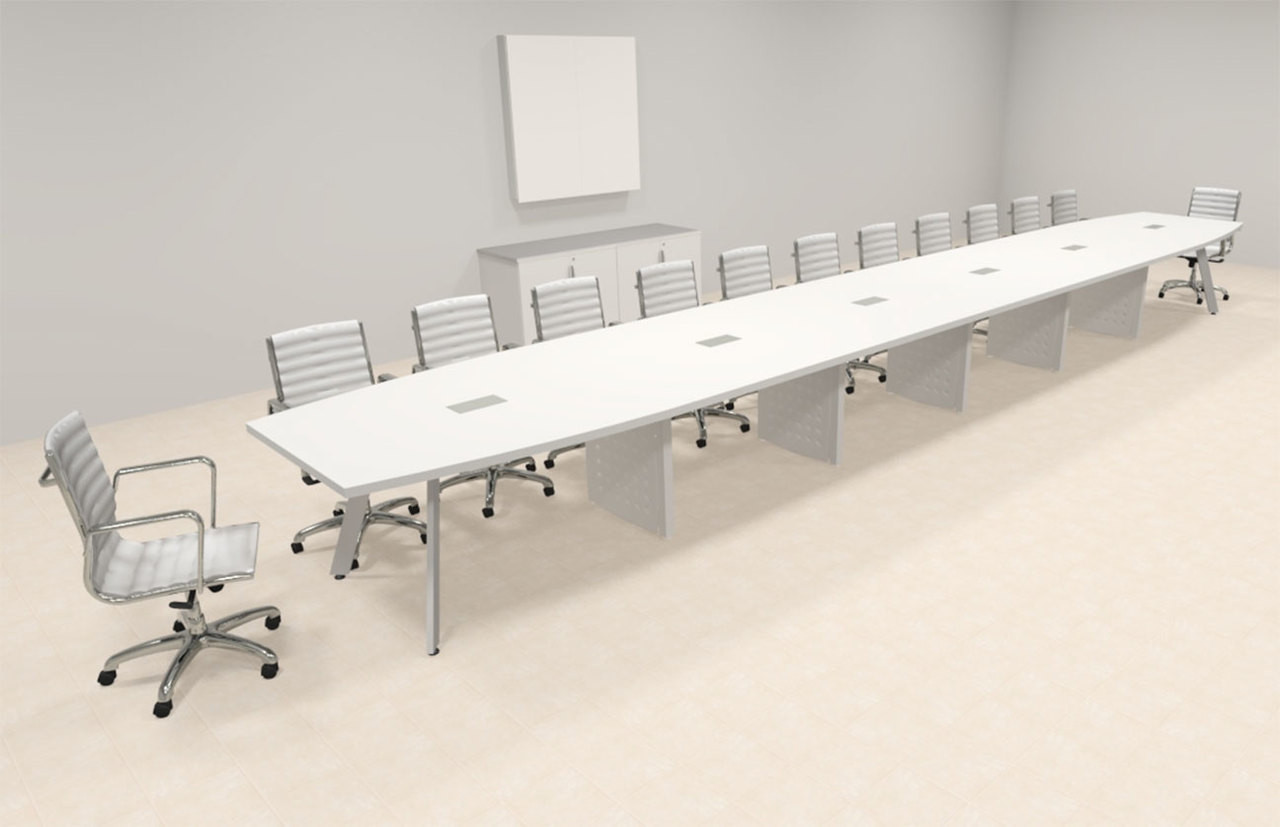 Modern Boat shaped 26' Feet Metal Leg Conference Table, #OF-CON-CV64