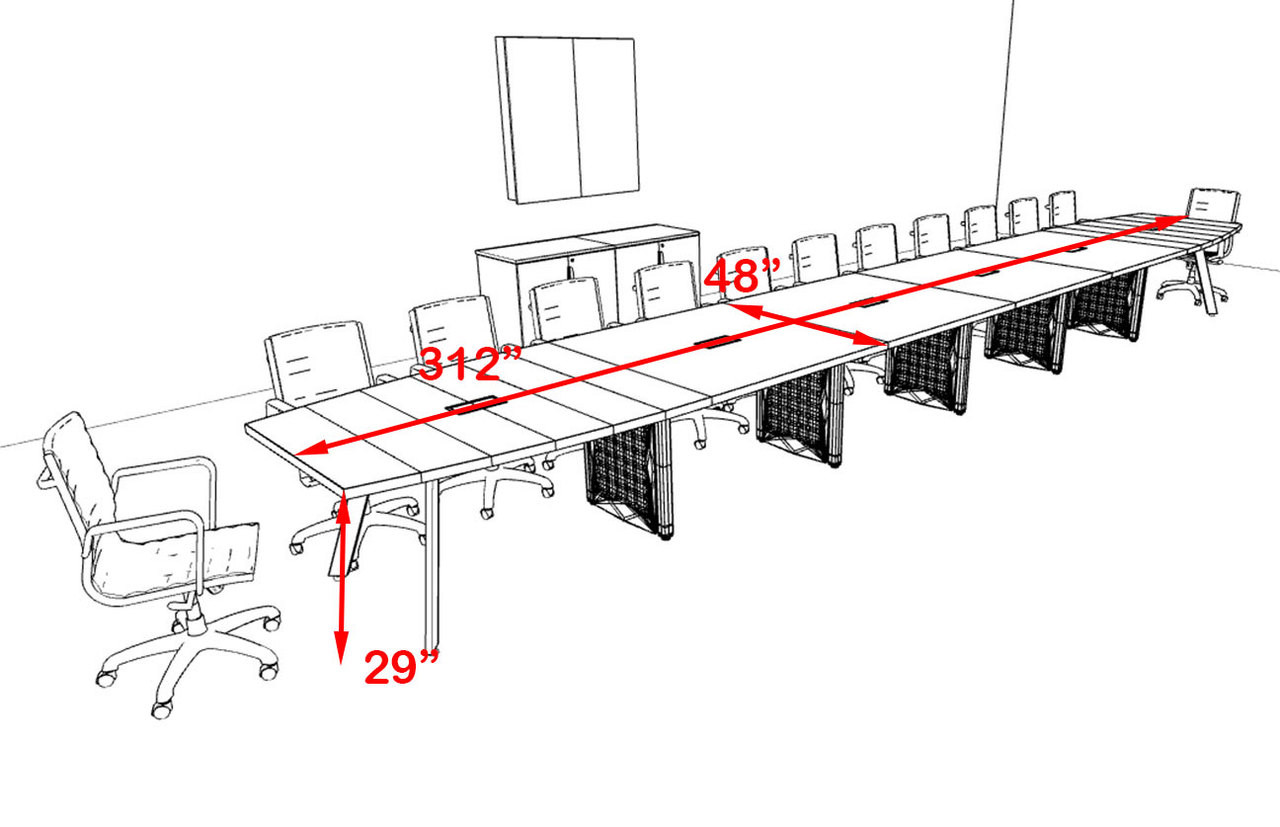 Modern Boat shaped 26' Feet Metal Leg Conference Table, #OF-CON-CV67