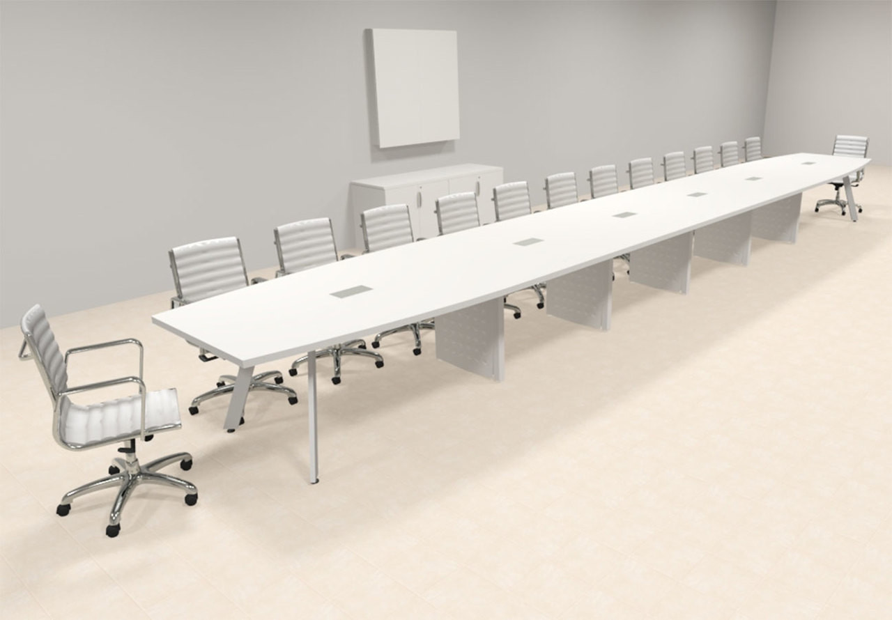 Modern Boat shaped 28' Feet Metal Leg Conference Table, #OF-CON-CV71