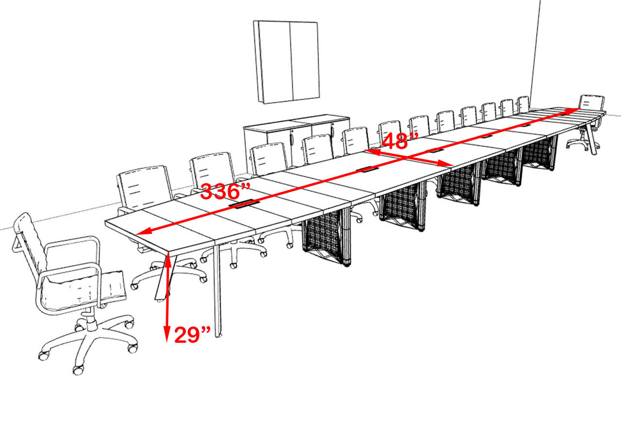 Modern Boat shaped 28' Feet Metal Leg Conference Table, #OF-CON-CV73