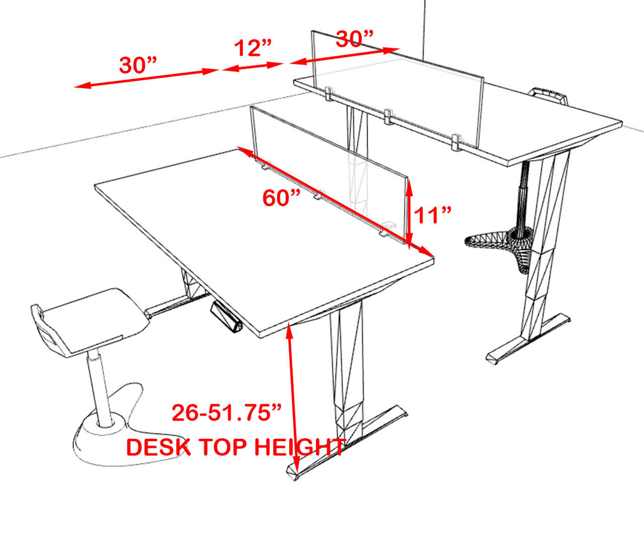 Two Persons Modern Power Adjustable Divider Workstation, #AL-OPN-HP4