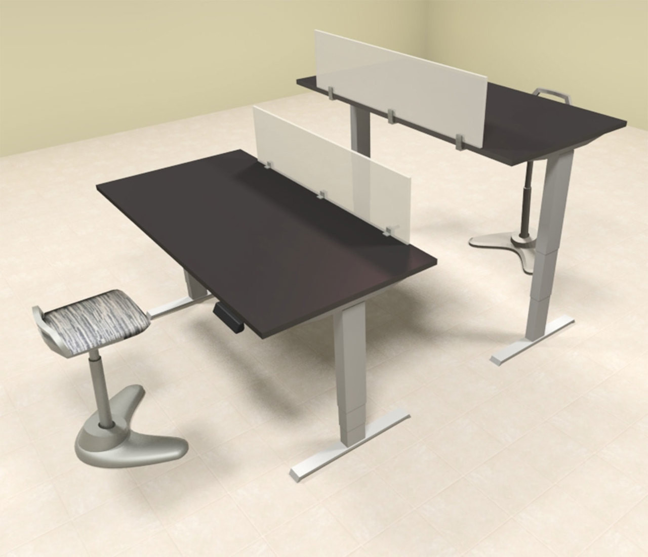 Two Persons Modern Power Adjustable Divider Workstation, #AL-OPN-HP6