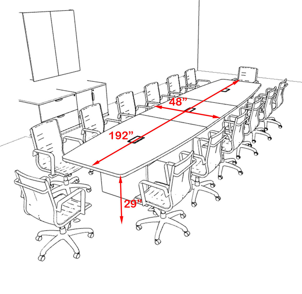 Modern Boat Shapedd 16' Feet Conference Table, #OF-CON-C136