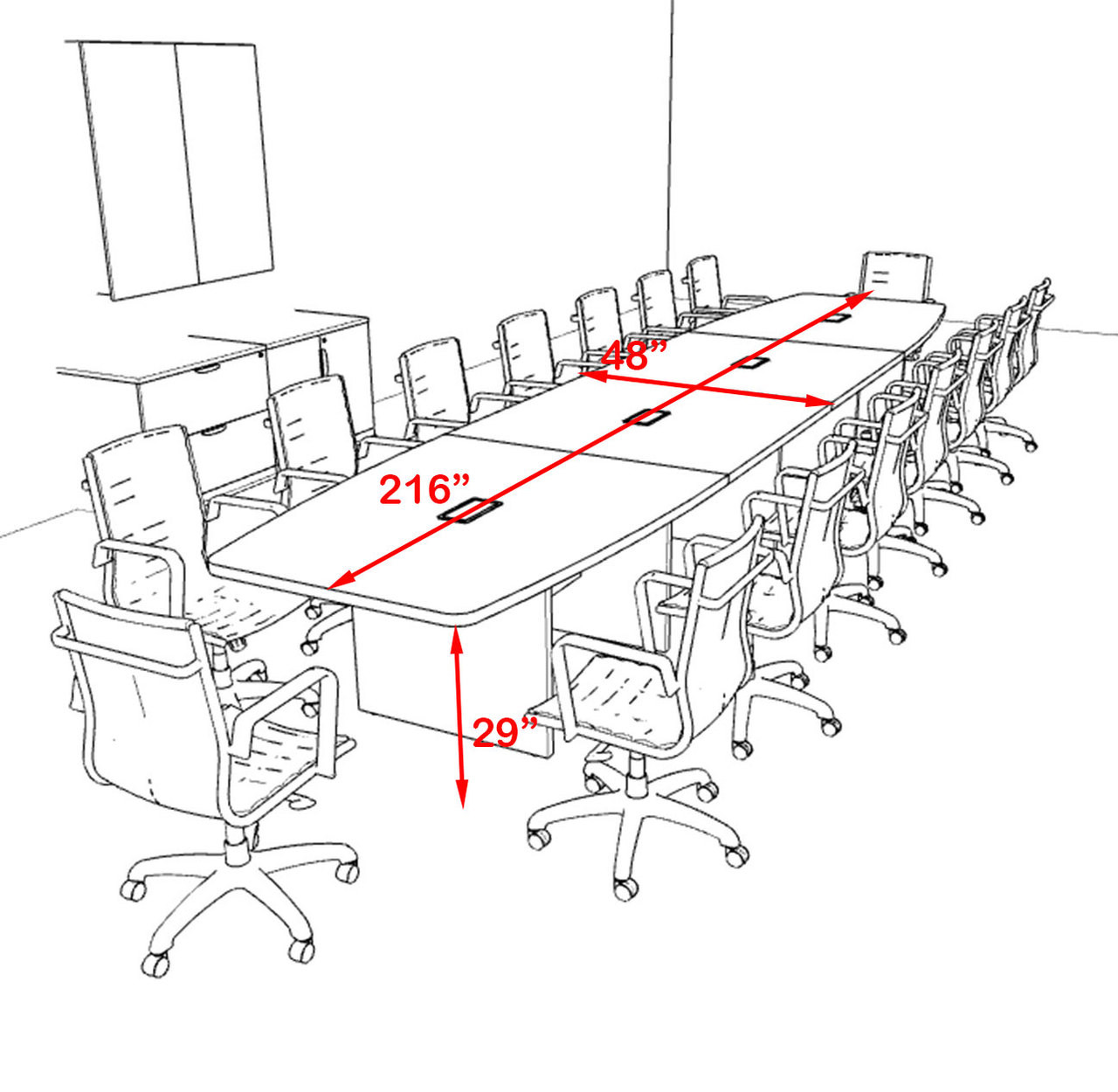 Modern Boat Shapedd 18' Feet Conference Table, #OF-CON-C137