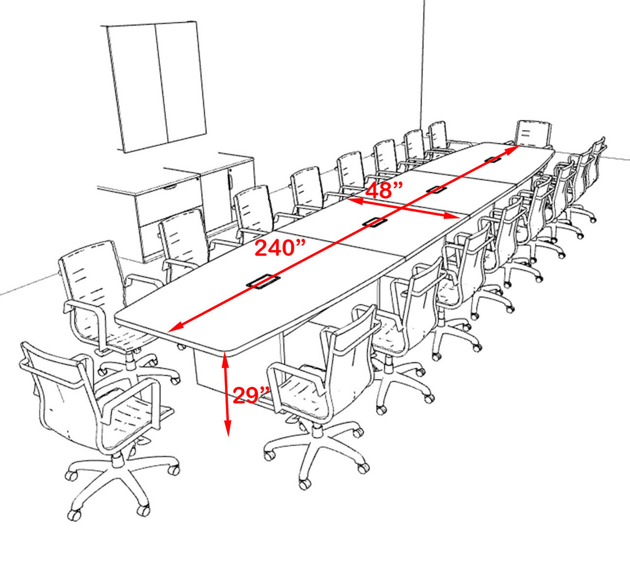 Modern Boat Shapedd 20' Feet Conference Table, #OF-CON-C138