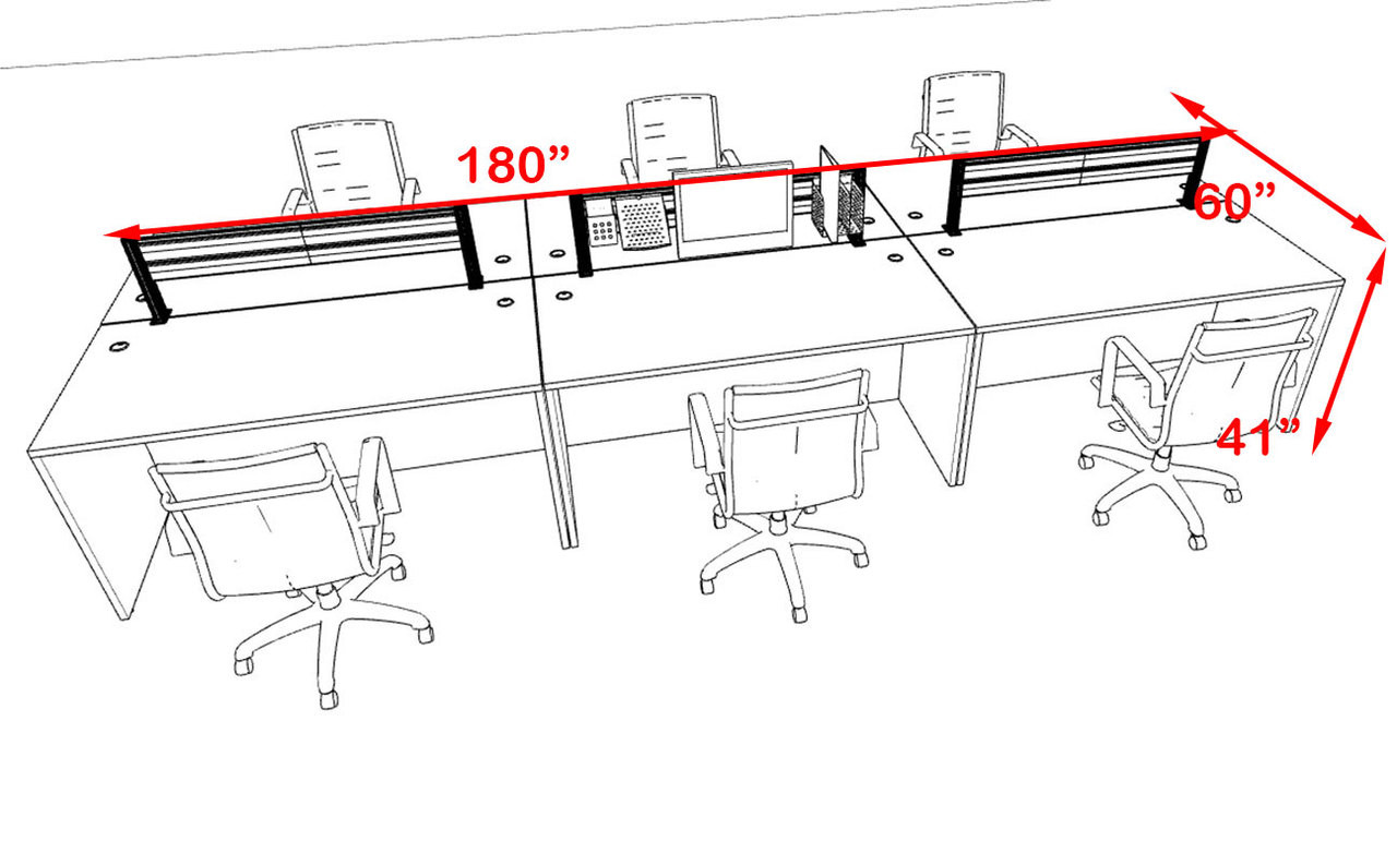 Six Person Modern Aluminum Organizer Divider Office Workstation, #OT-SUL-FPW10