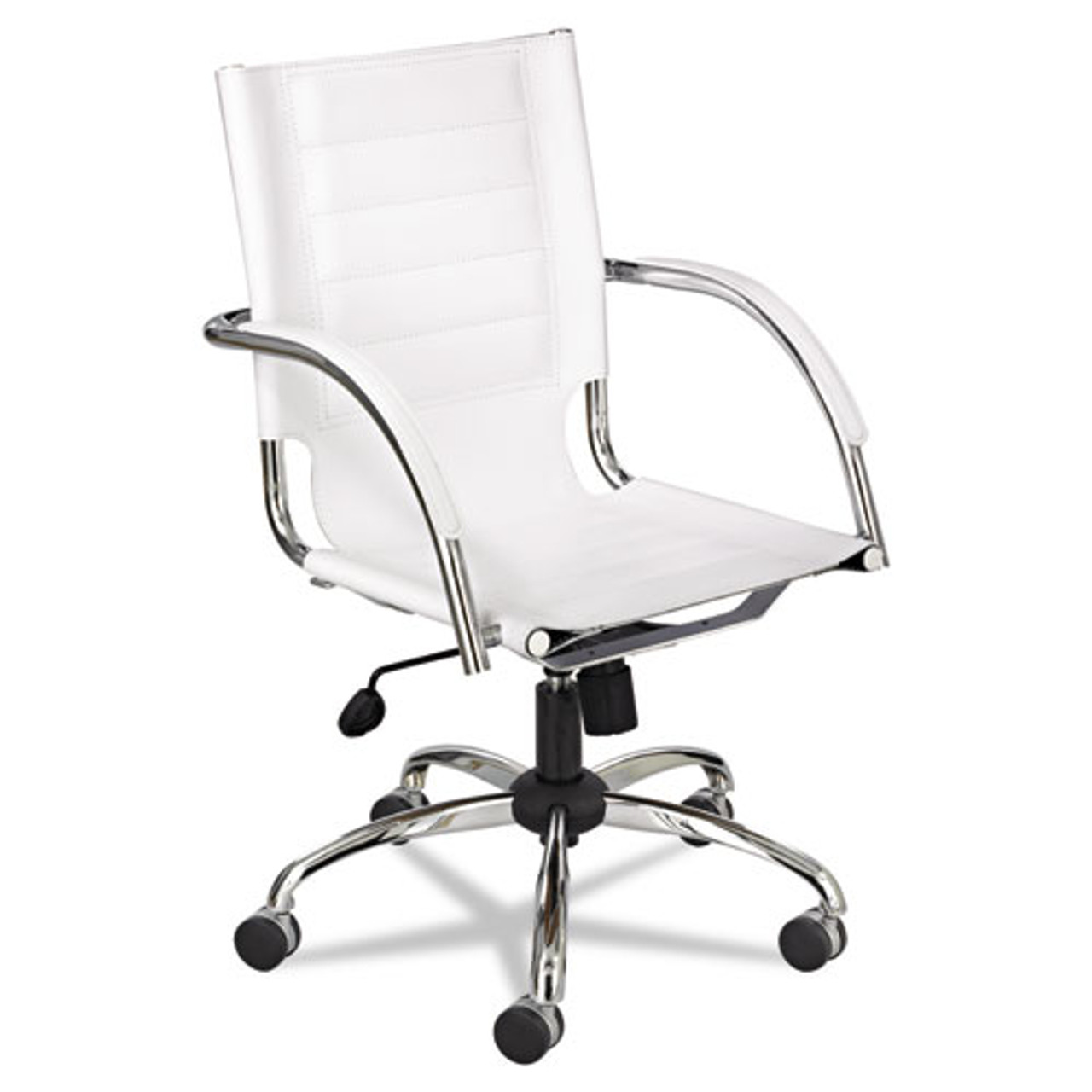 Flaunt Series Mid-Back Manager's Chair, White Leather/chrome, #SF-2345-WH
