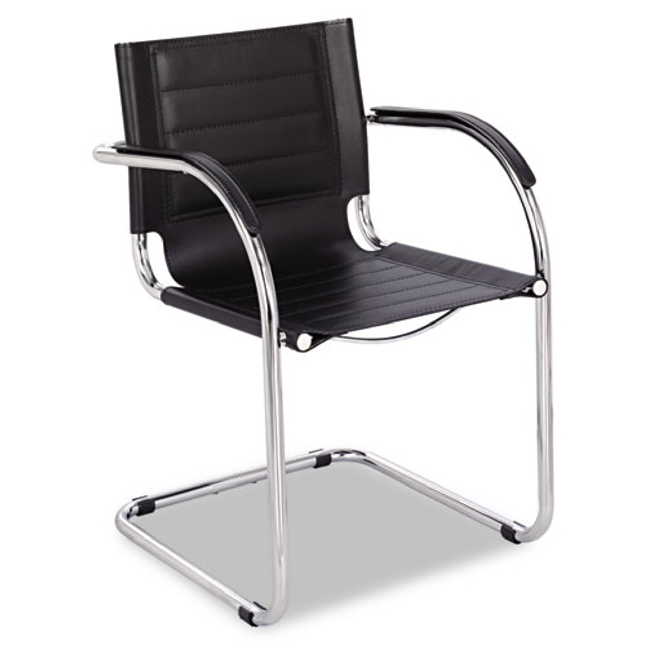 Flaunt Series Guest Chair, Black Leather/chrome, #SF-2346-BL