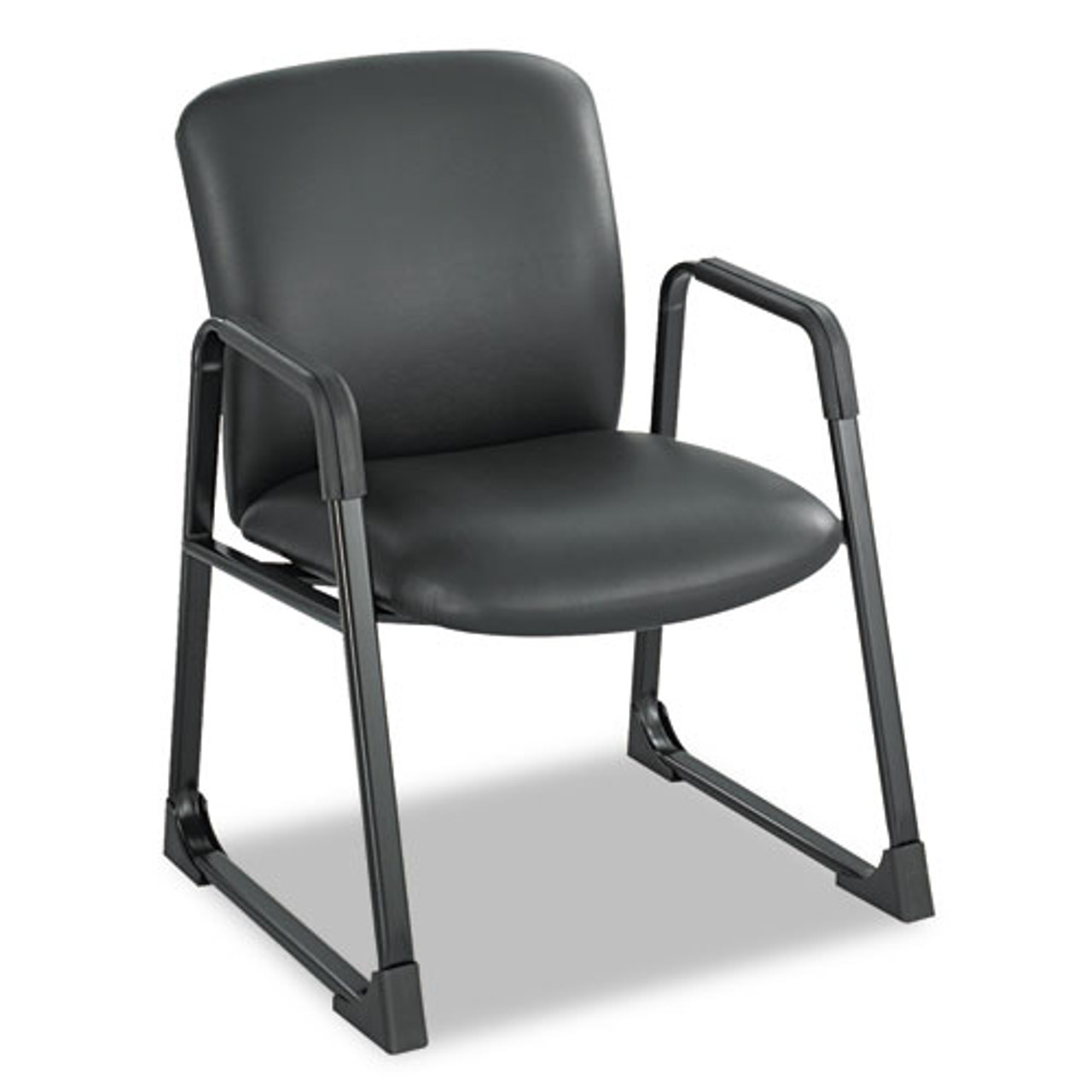 Uber Series Big & Tall Sled Base Guest Chair, Vinyl, Black, #SF-2381-BV