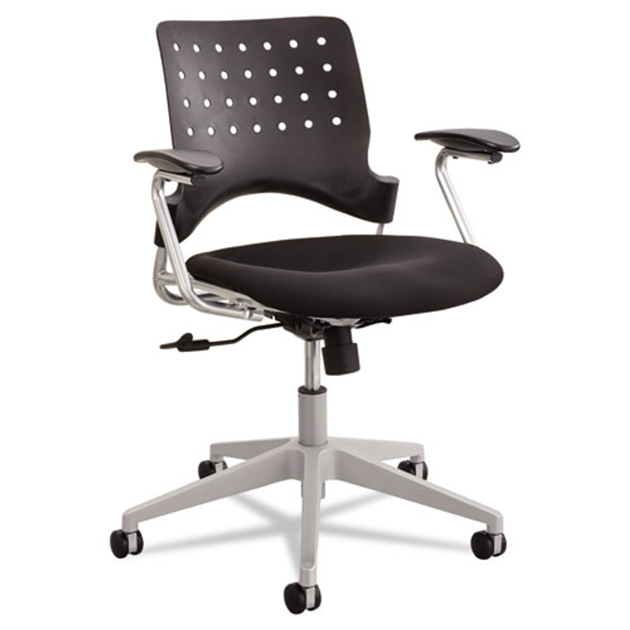 Reve Series Task Chair, Square Plastic Back, Polyester Seat, Black Seat/latte, #SF-5696-LT