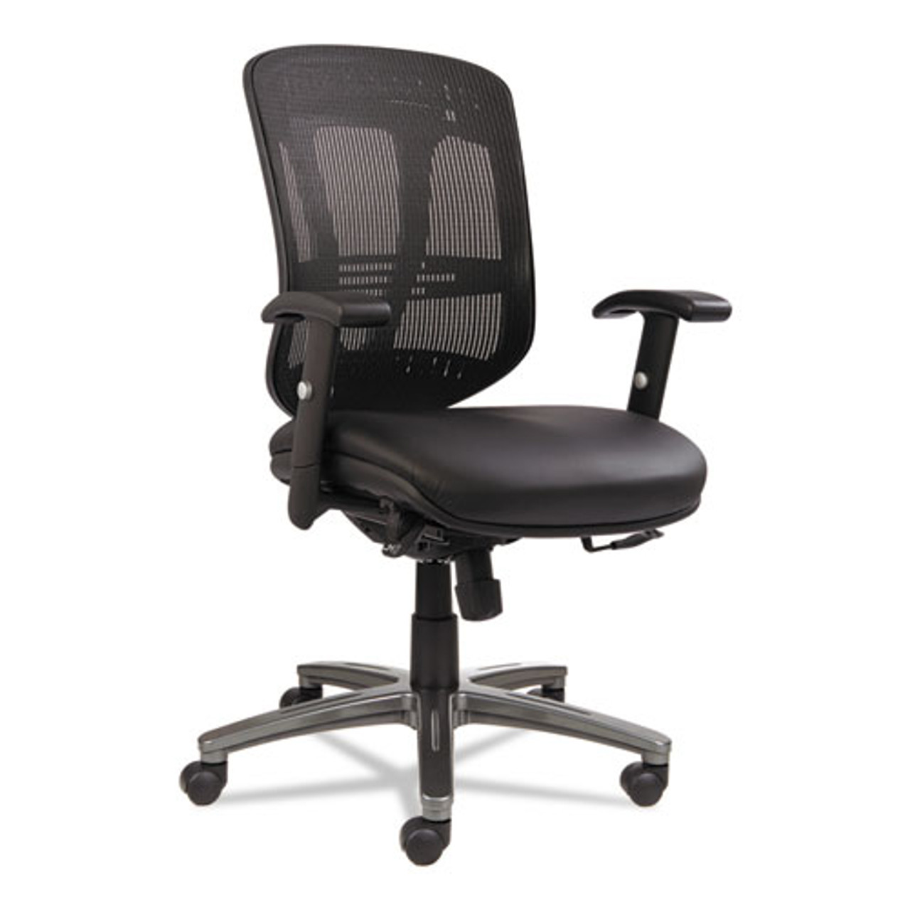 Multifunction Mid-Back Leather/mesh Chair, Black, #AL-1101