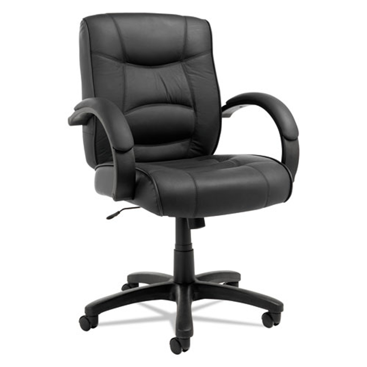 Alera Strada Series Mid-Back Swivel/tilt Chair W/black Top-Grain Leather, #AL-1185