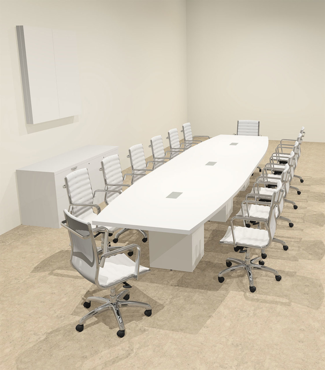 Modern Boat Shaped Cube Leg 16' Feet Conference Table, #OF-CON-CQ39