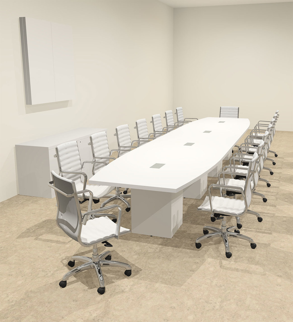 Modern Boat Shaped Cube Leg 18' Feet Conference Table, #OF-CON-CQ47