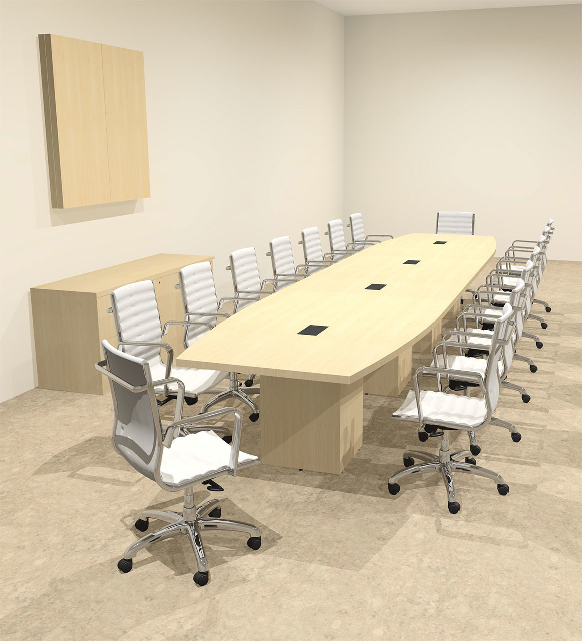 Modern Boat Shaped Cube Leg 18' Feet Conference Table, #OF-CON-CQ48