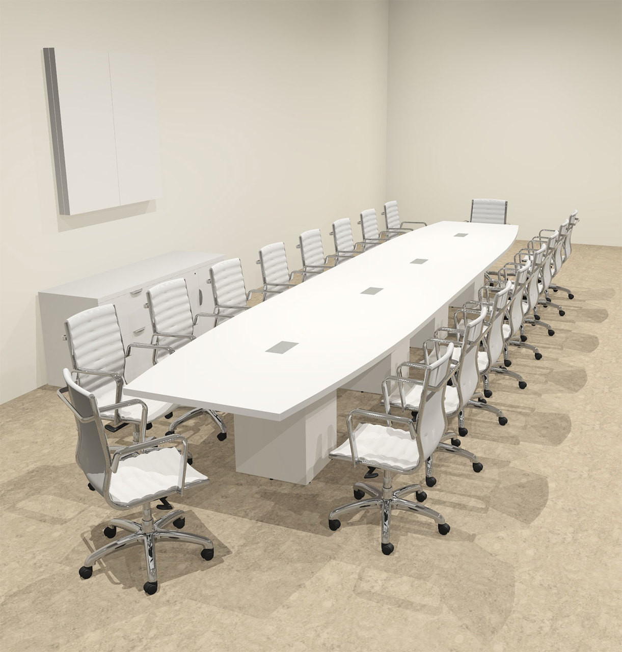 Modern Boat Shaped Cube Leg 20' Feet Conference Table, #OF-CON-CQ55