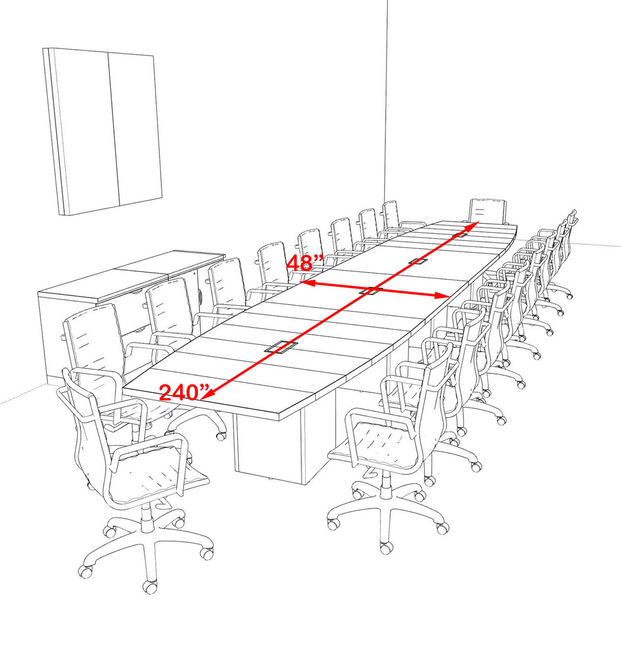 Modern Boat Shaped Cube Leg 20' Feet Conference Table, #OF-CON-CQ56