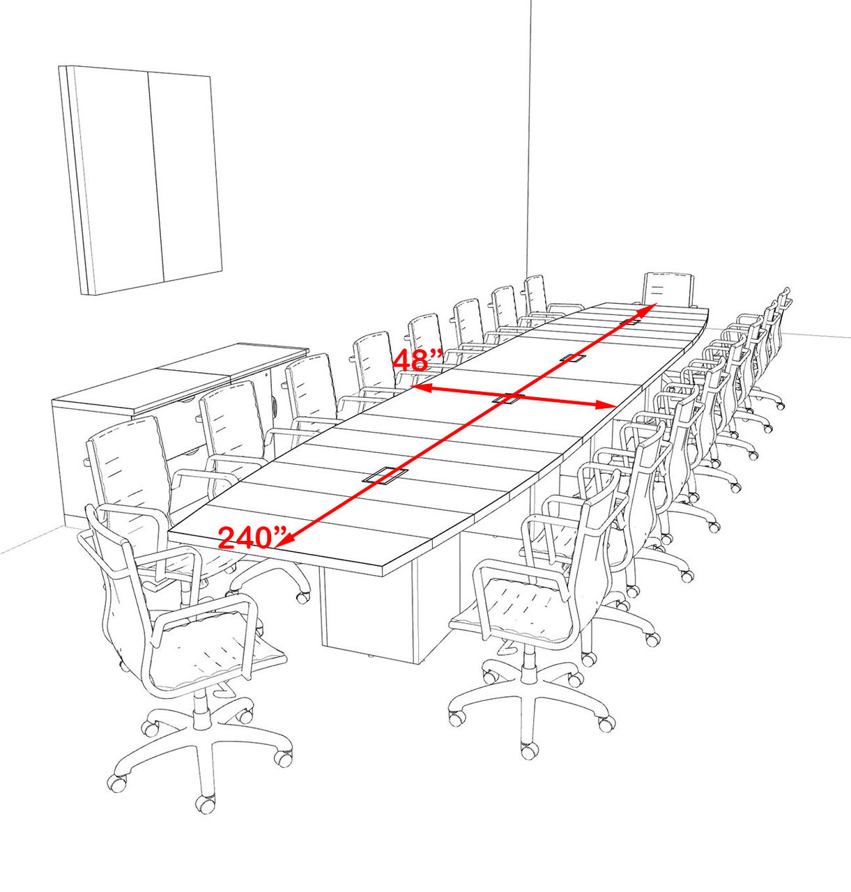 Modern Boat Shaped Cube Leg 20' Feet Conference Table, #OF-CON-CQ57