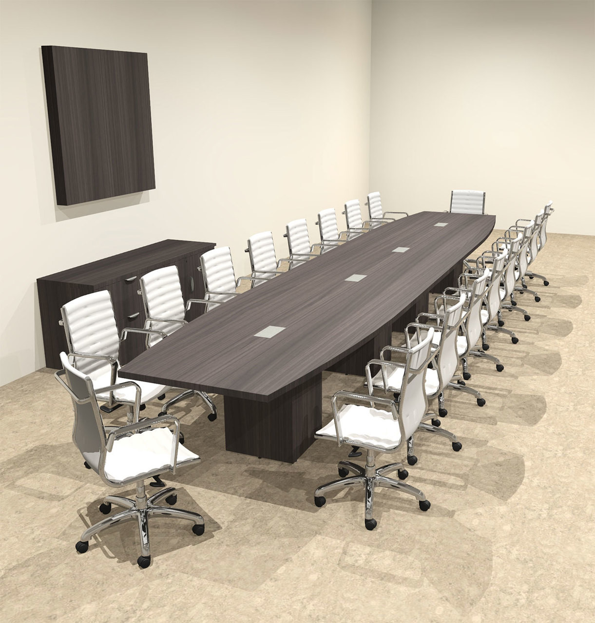 Modern Boat Shaped Cube Leg 20' Feet Conference Table, #OF-CON-CQ62