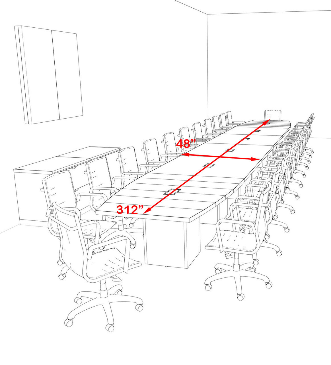 Modern Boat Shaped Cube Leg 28' Feet Conference Table, #OF-CON-CQ91