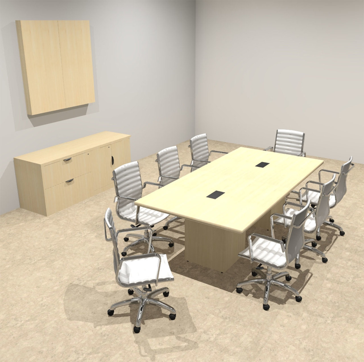 Modern Rectangular Top Cube Leg 8' Feet Conference Table, #OF-CON-CS2