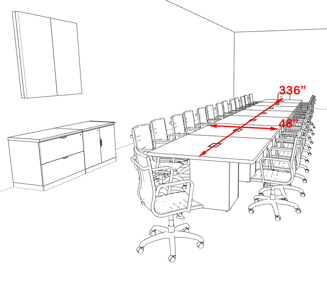 Modern Rectangular Top Cube Leg 28' Feet Conference Table, #OF-CON-CS48