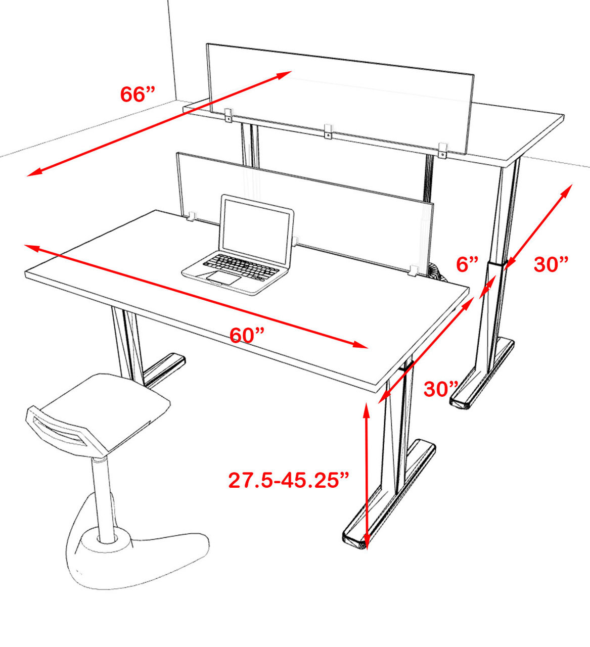 Two Persons Modern Power Height Adjustable Divider Workstation, #OT-SUL-FPH2