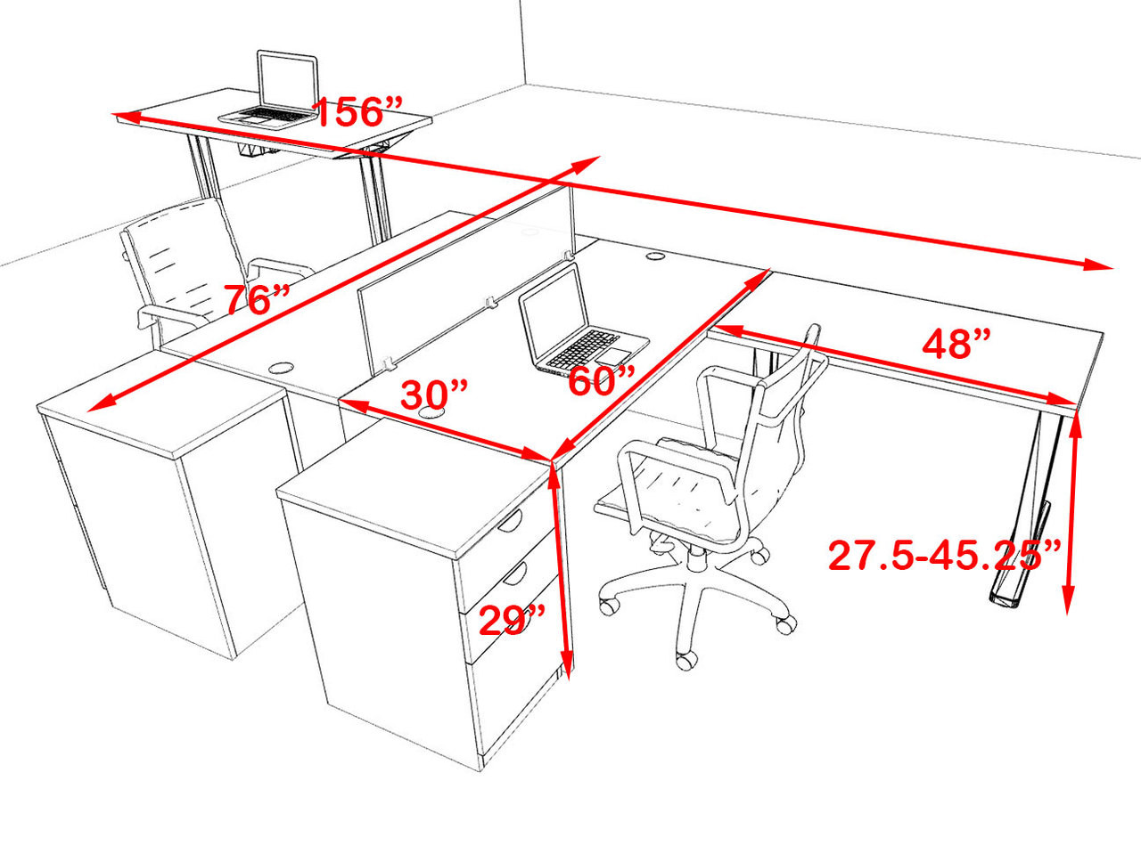 Two Persons Modern Power Height Adjustable Divider Workstation, #OT-SUL-FPH33