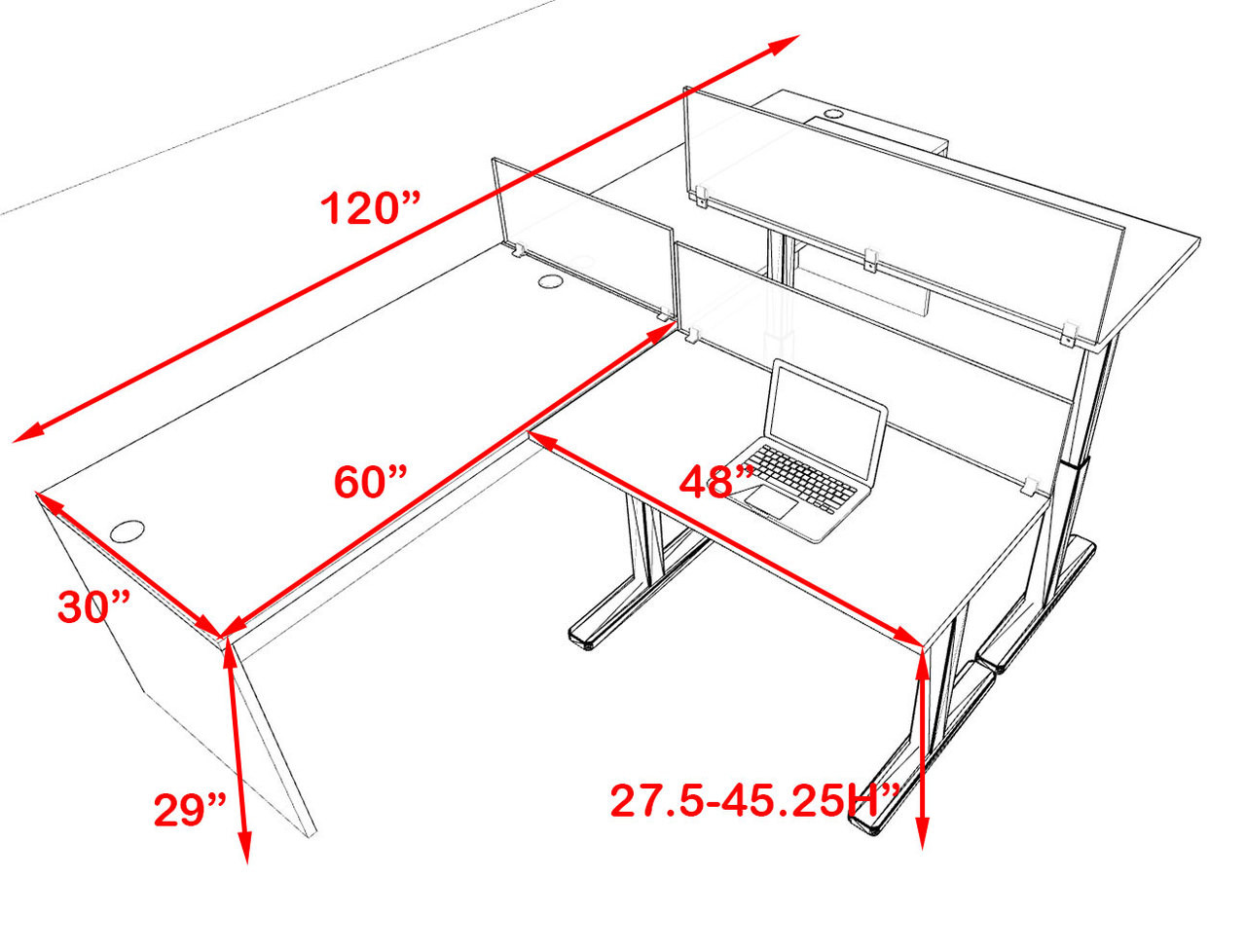 Two Persons Modern Power Height Adjustable Divider Workstation, #OT-SUL-SPH2