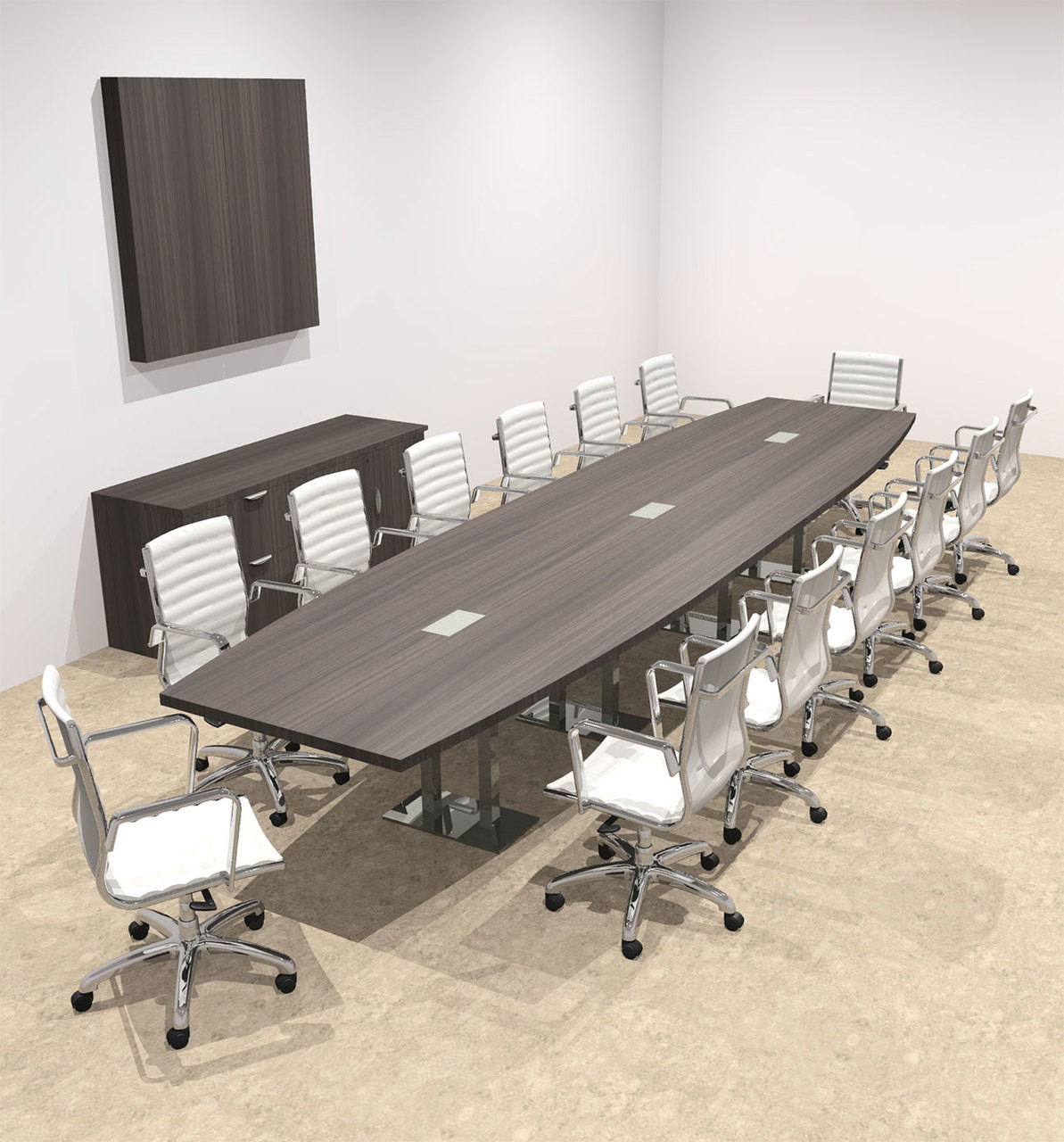 Modern Boat Shaped Steel Leg 16' Feet Conference Table, #OF-CON-CM46