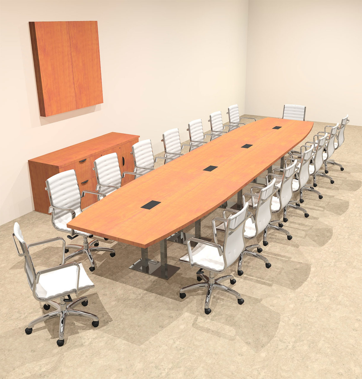 Modern Boat Shaped Steel Leg 18' Feet Conference Table, #OF-CON-CM49