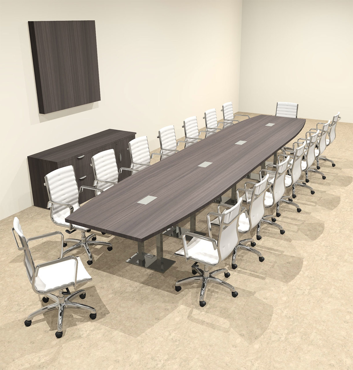 Modern Boat Shaped Steel Leg 18' Feet Conference Table, #OF-CON-CM54