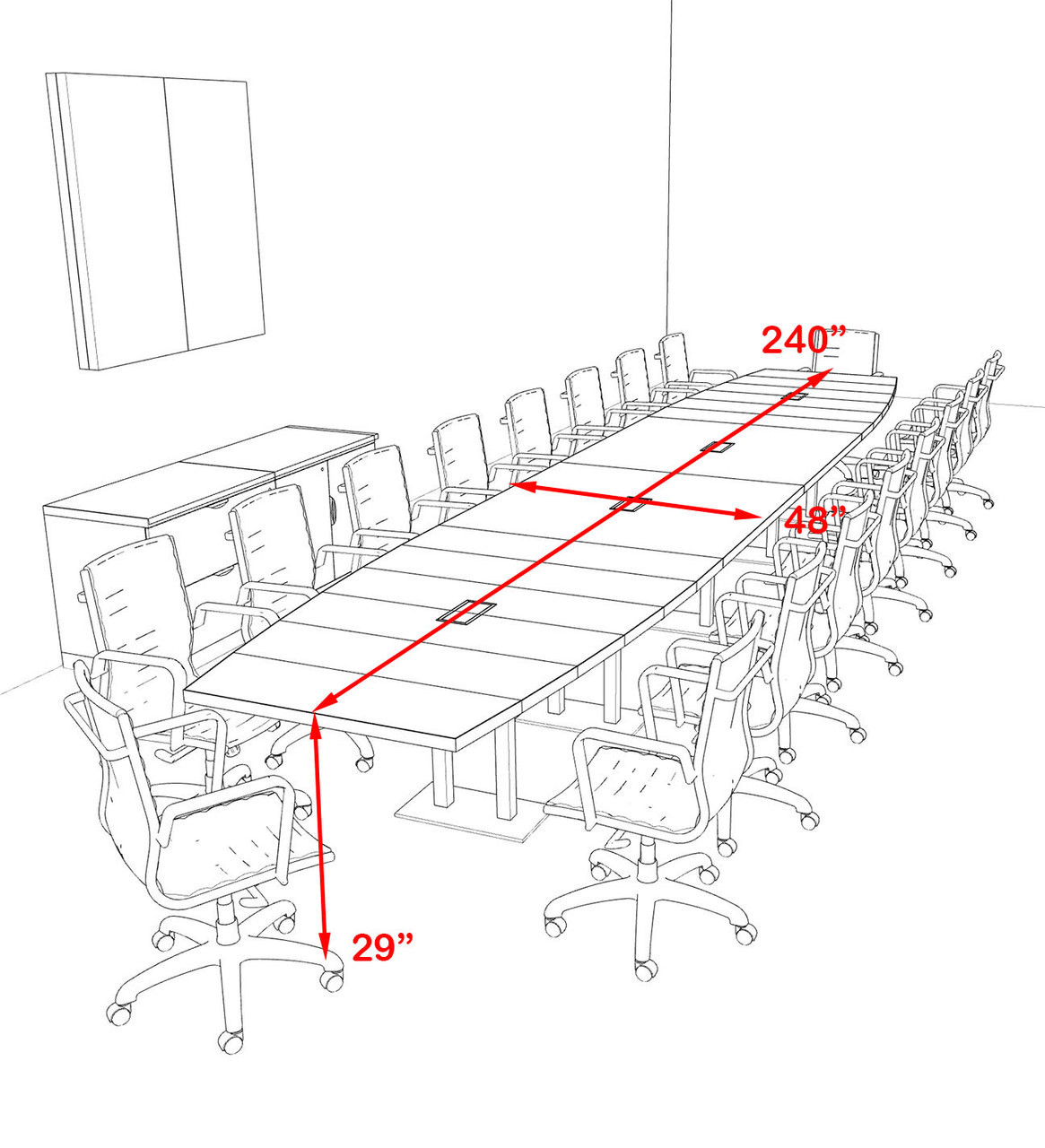 Modern Boat Shaped Steel Leg 20' Feet Conference Table, #OF-CON-CM55