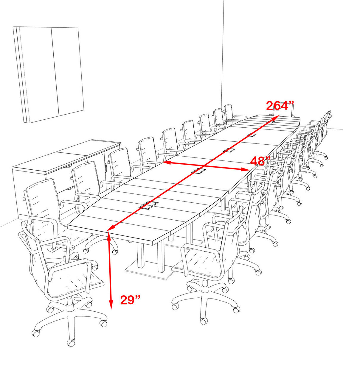 Modern Boat Shaped Steel Leg 22' Feet Conference Table, #OF-CON-CM63