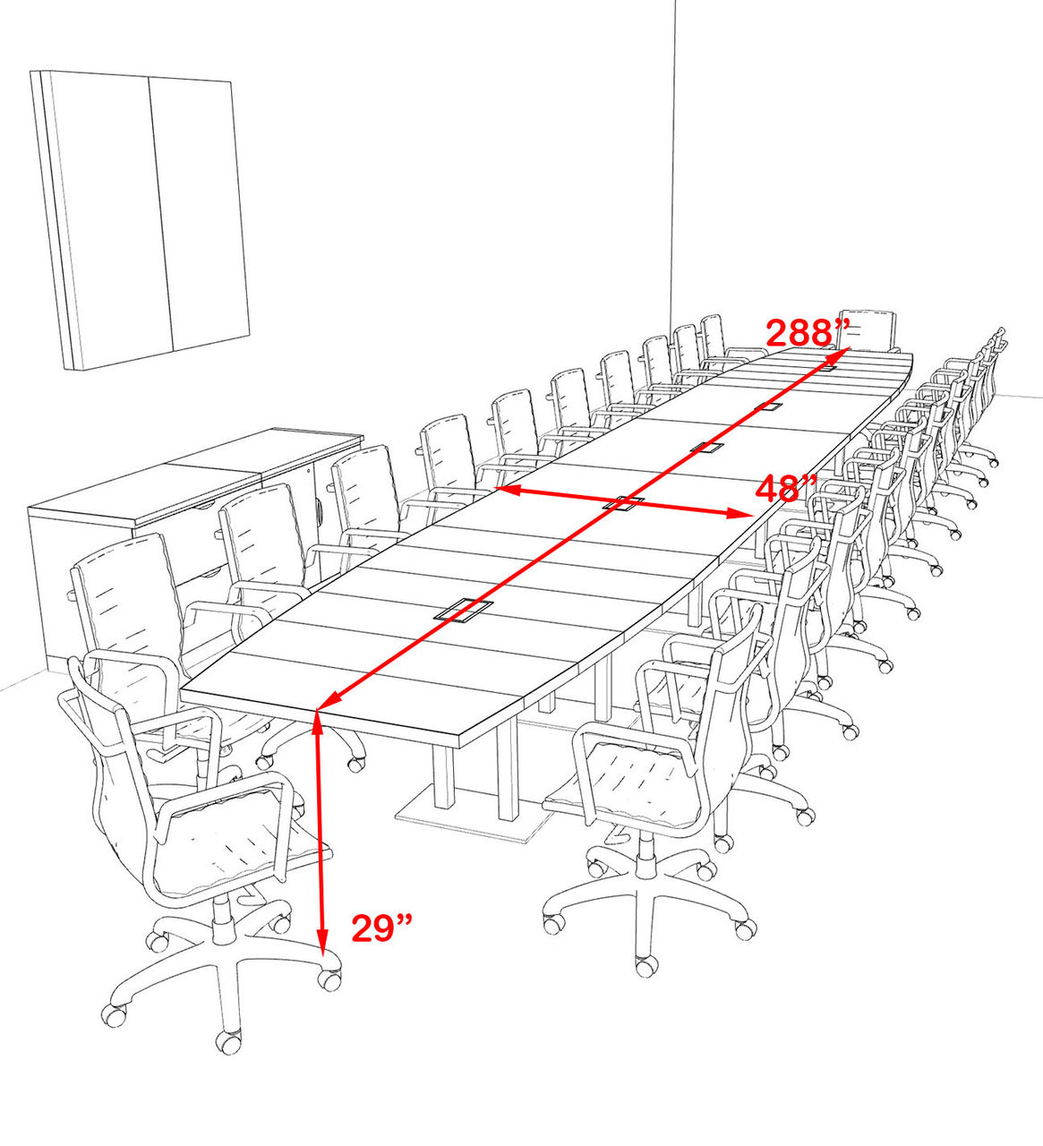 Modern Boat Shaped Steel Leg 24' Feet Conference Table, #OF-CON-CM74