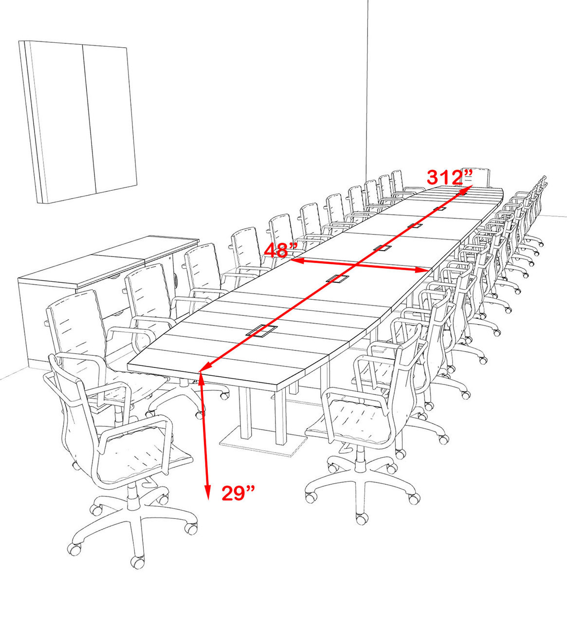 Modern Boat Shaped Steel Leg 26' Feet Conference Table, #OF-CON-CM82