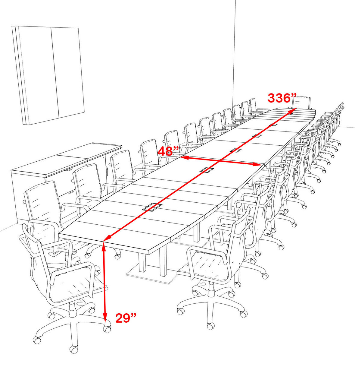 Modern Boat Shaped Steel Leg 28' Feet Conference Table, #OF-CON-CM87