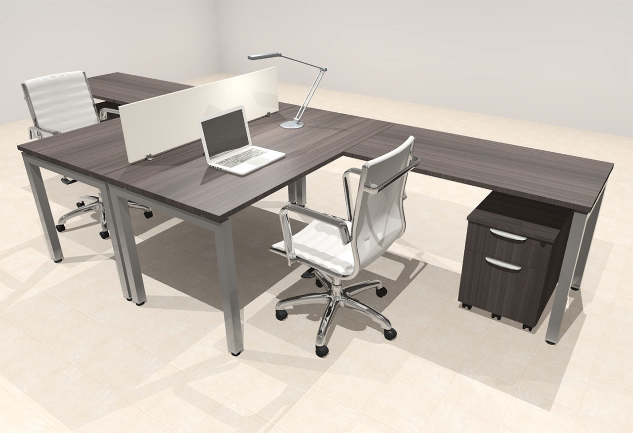 Two Person Modern Divider Office Workstation Desk Set, #OF-CON-FP16