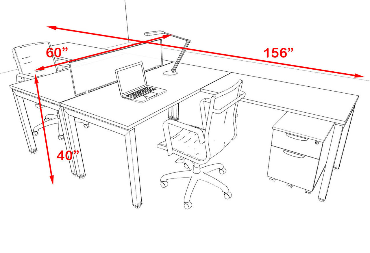 Two Person Modern Divider Office Workstation Desk Set, #OF-CON-FP16