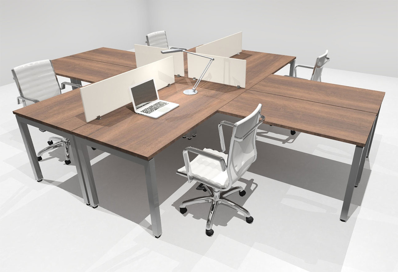 Four Person Modern Divider Office Workstation Desk Set, #OF-CON-FP20