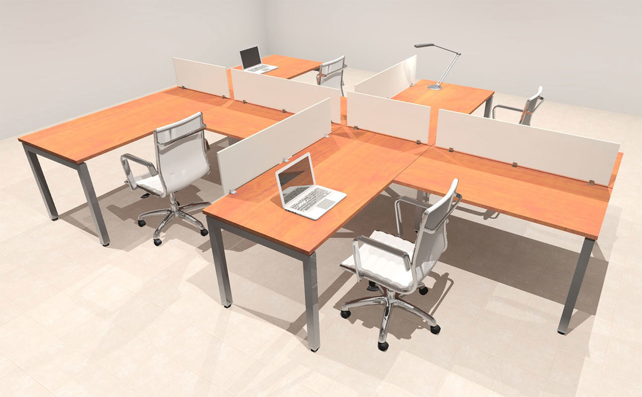 Four Person Modern Divider Office Workstation Desk Set, #OF-CON-SP11