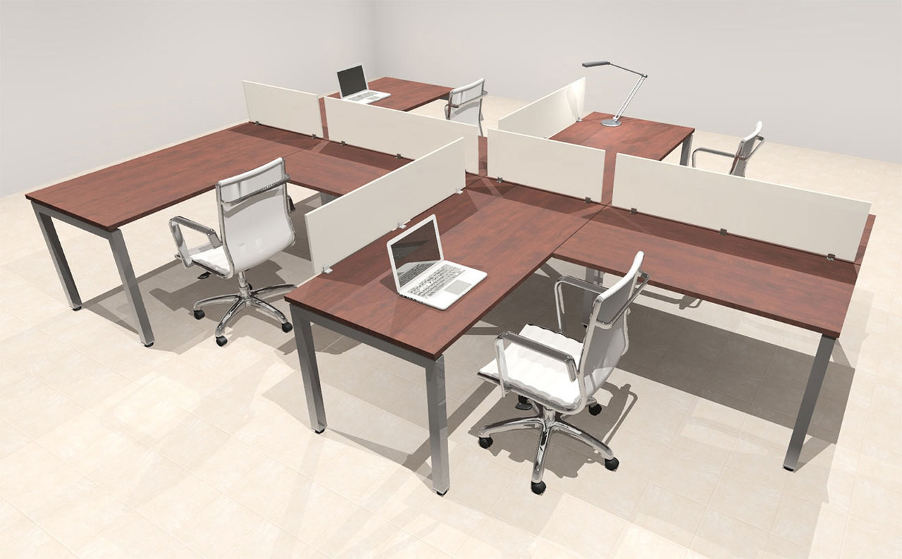 Four Person Modern Divider Office Workstation Desk Set, #OF-CON-SP13