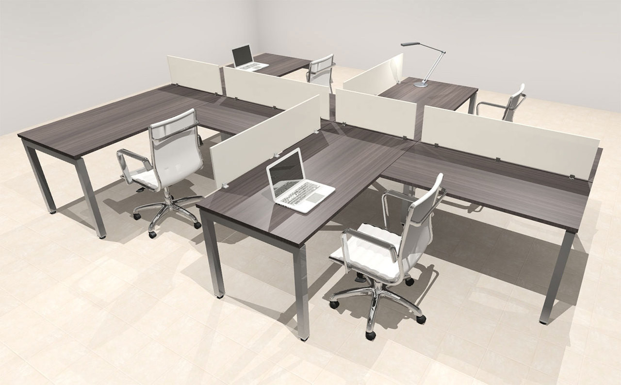 Four Person Modern Divider Office Workstation Desk Set, #OF-CON-SP16