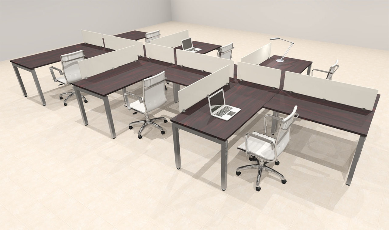 Six Person Modern Divider Office Workstation Desk Set, #OF-CON-SP22