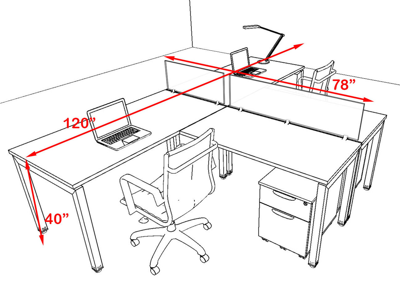 Two Person Modern Divider Office Workstation Desk Set, #OF-CON-SP27