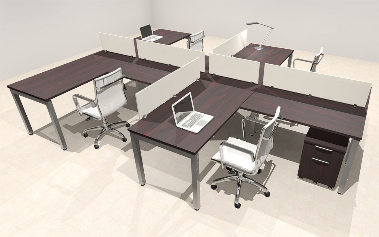 Four Person Modern Divider Office Workstation Desk Set, #OF-CON-SP38
