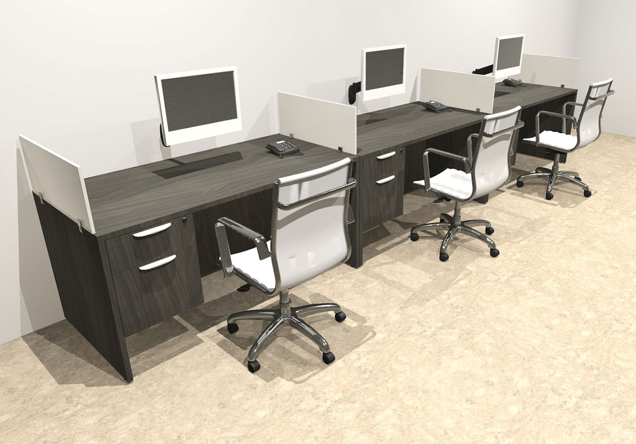 Three Person Modern Divider Office Workstation Desk Set, #OT-SUL-SP71