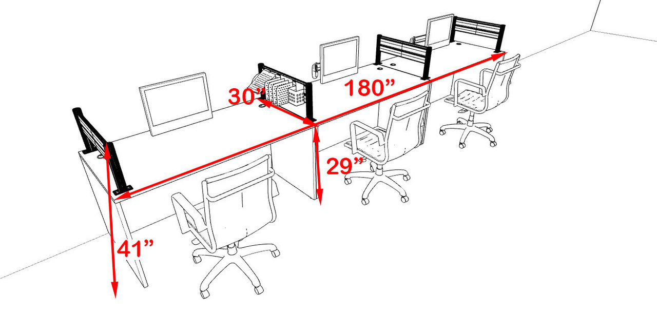 Three Person Modern Divider Office Workstation Desk Set, #OT-SUL-SPW66