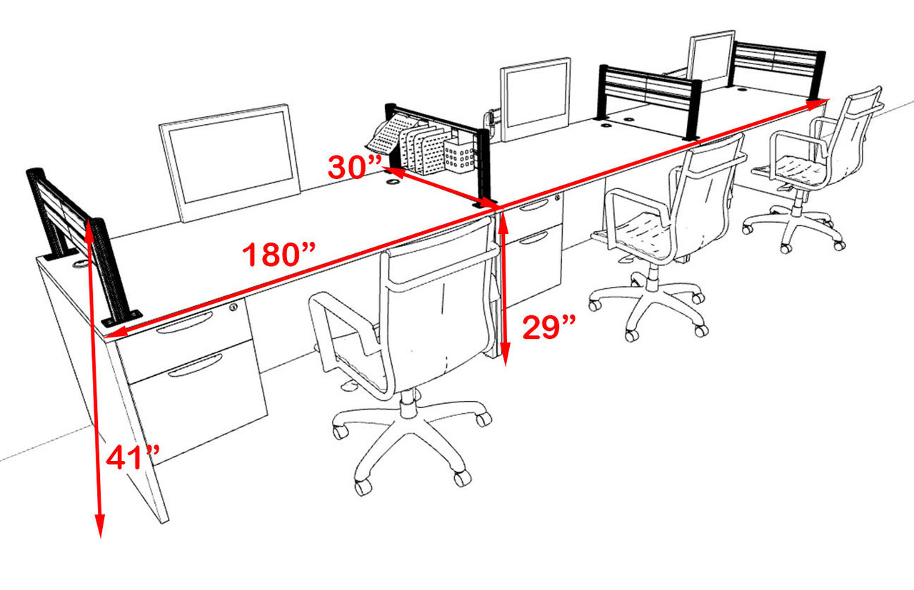 Three Person Modern Divider Office Workstation Desk Set, #OT-SUL-SPW71